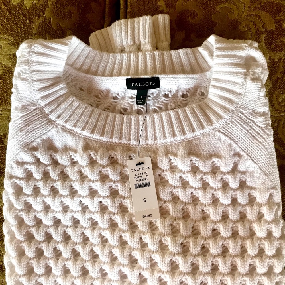 Talbots chunky knit white sweater - Picture 2 of 5